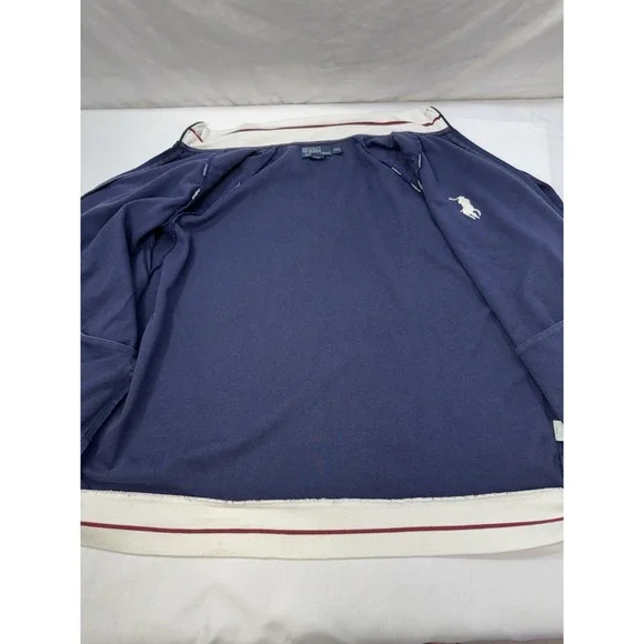 Polo Ralph Lauren Mens XXL Full Zip Blue White Track Jacket Pony Preppy - Picture 11 of 13